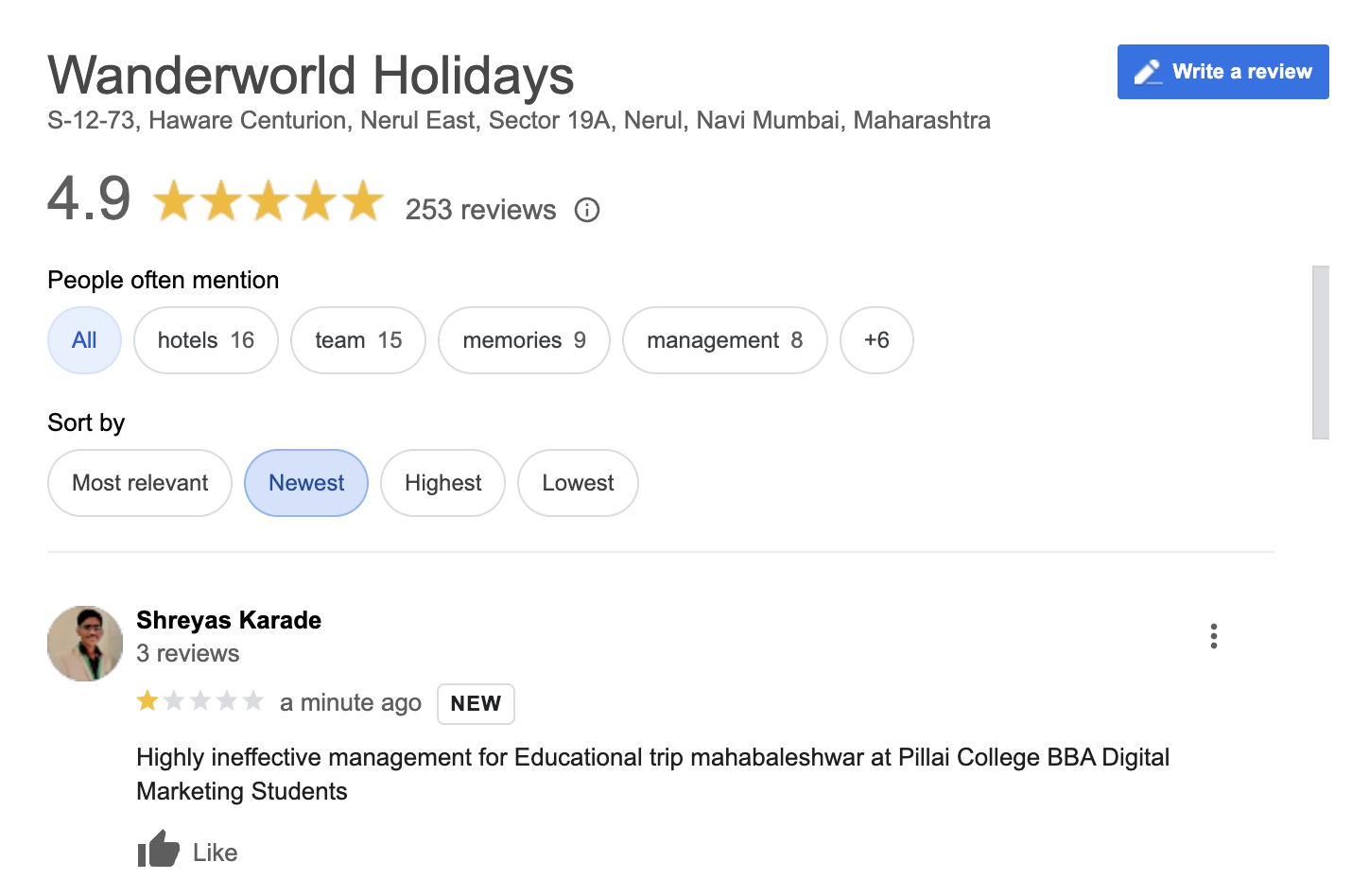 Wanderland Holidays negative review